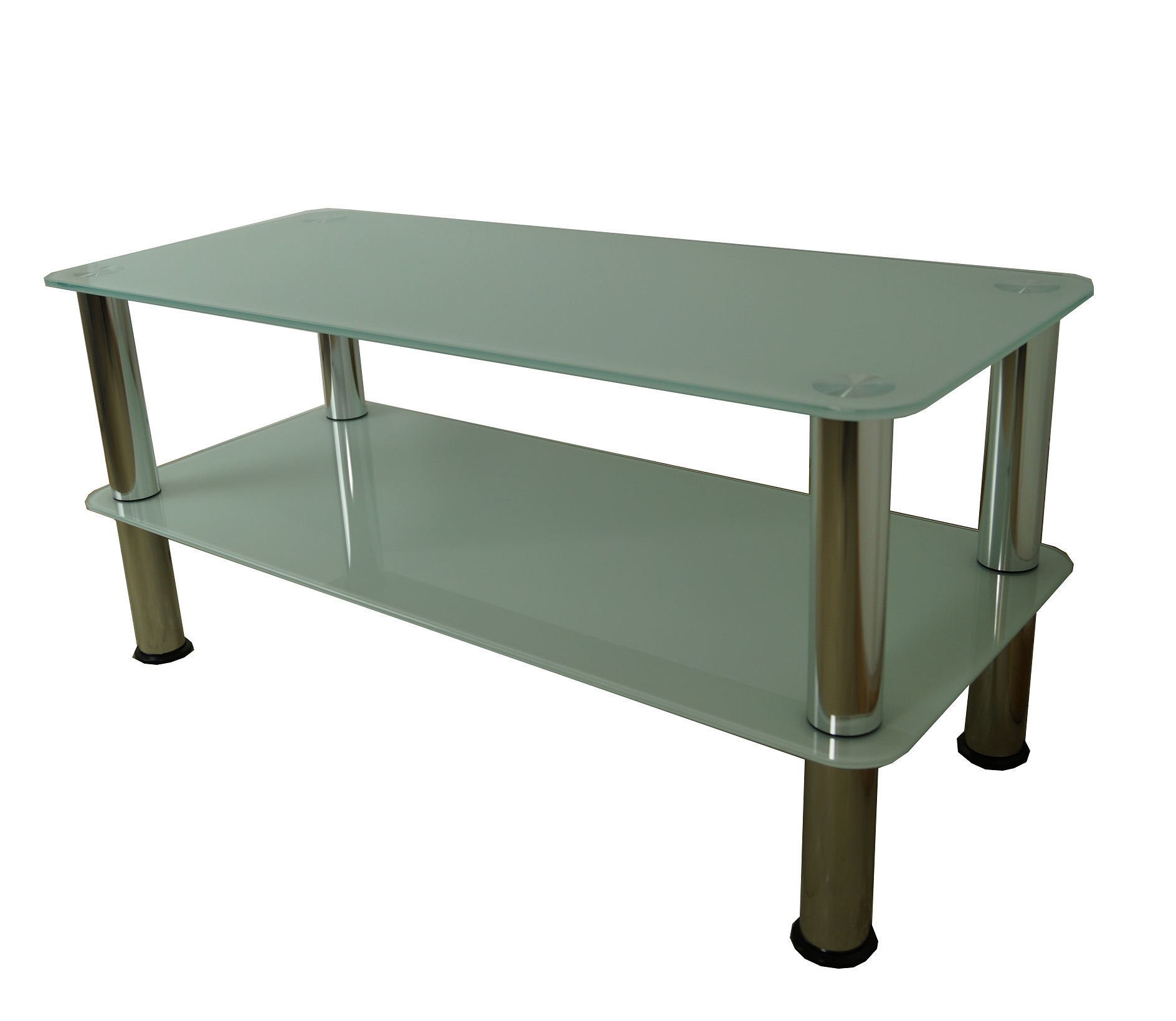 Coffee Table / TV Stand / Side Table (White Glass Silver Leg) Mountright