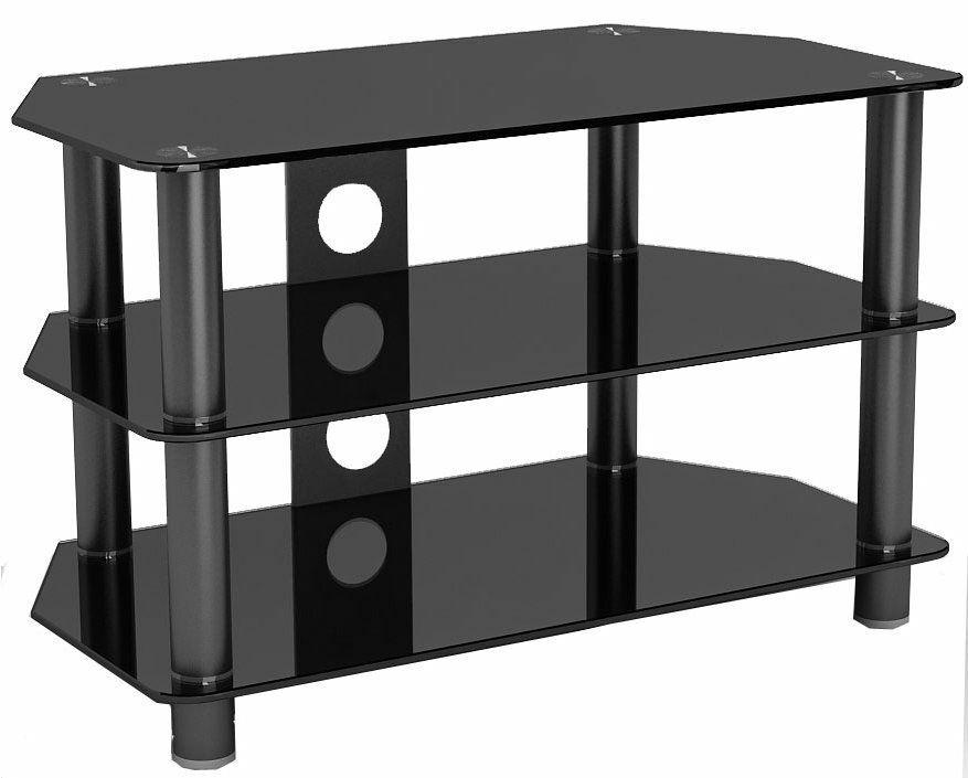 Black Glass TV Stand With Black Legs For Up To 37 Inch TV Screens